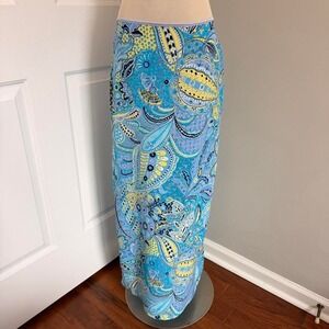 Y2K BLUE AND GREEN MY MICHELLE PAISLEY PRINT MAXI SKIRT